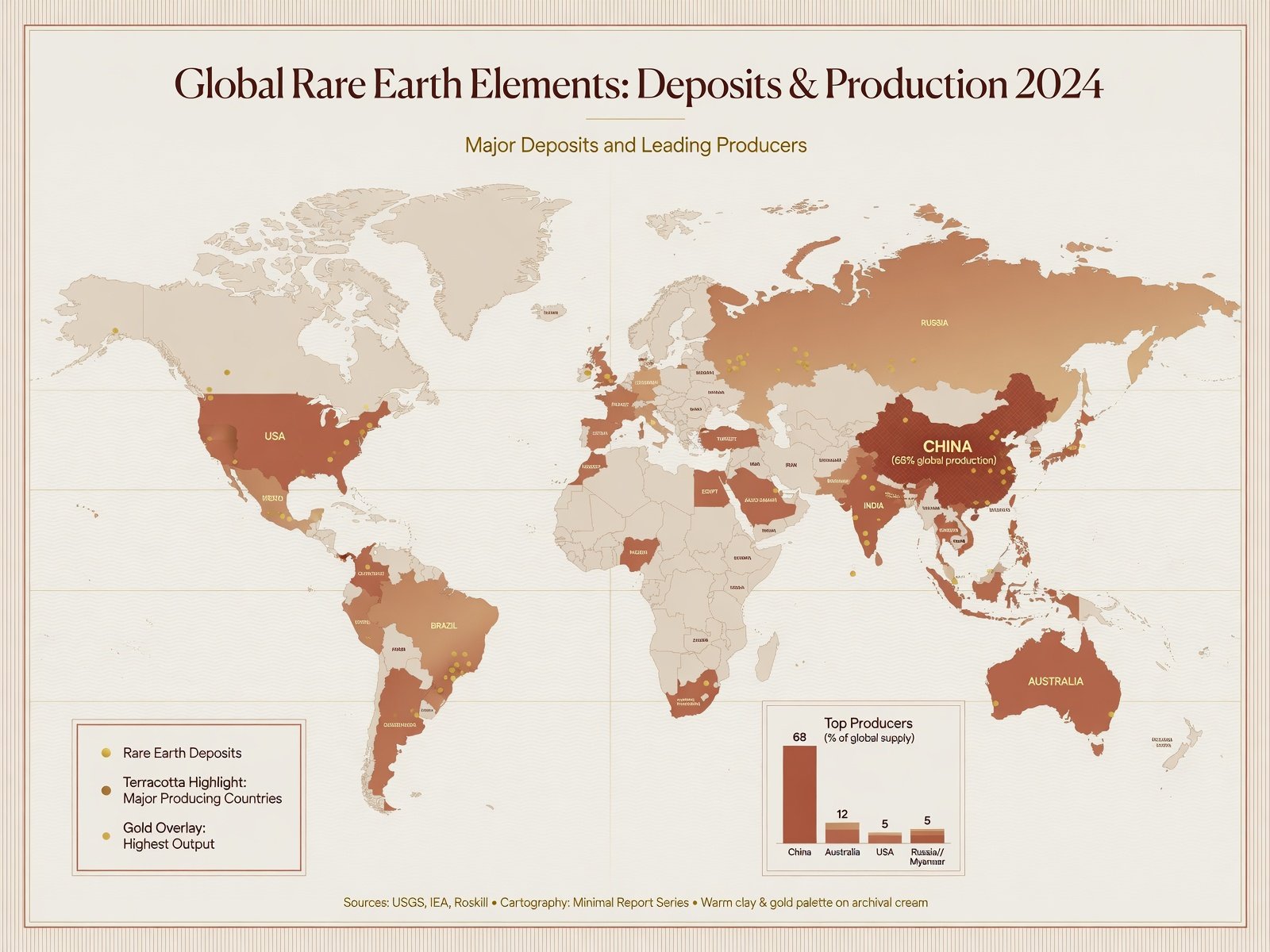 Distribución global de tierras raras